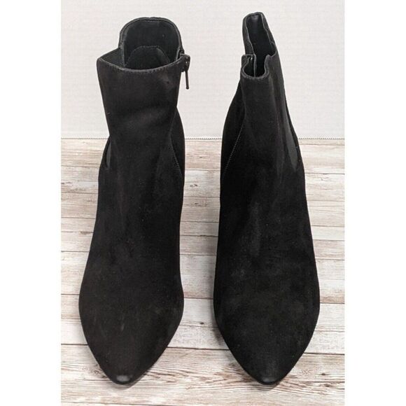 Bleecker & Bond Lina Womens Size 9.5 M Black Almond Toe Block Heel Ankle Booties - Picture 2 of 11